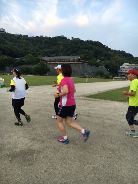 姿勢、速度など練習内容等の説明をします。 走りながら個人に対して改善点などを指導します。（場合によっては立ち止まって行います。）