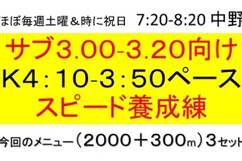 サブ3.00～3.20の為の《K4:10～K3:50スピード養成練》