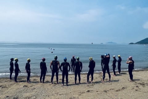 PINKION　レース対策　海スイム＆ラン練習