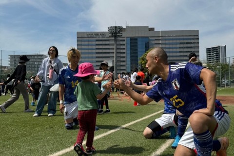 3/22(土)ものまねブルーランニング&サッカーフットサル教室@代々木公園　サッカー日本代表ものまね