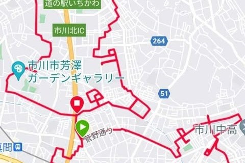 【千葉県民の日・同時多発チーバくんGPS ART・市川チーバくん27km】