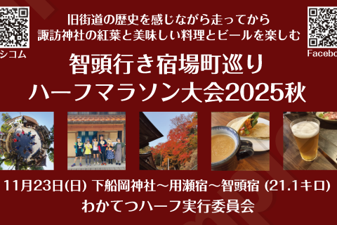 【走った後で紅葉で美味しい食事と天然酵母ビール】智頭行き宿場町巡りハーフマラソン大会2025秋