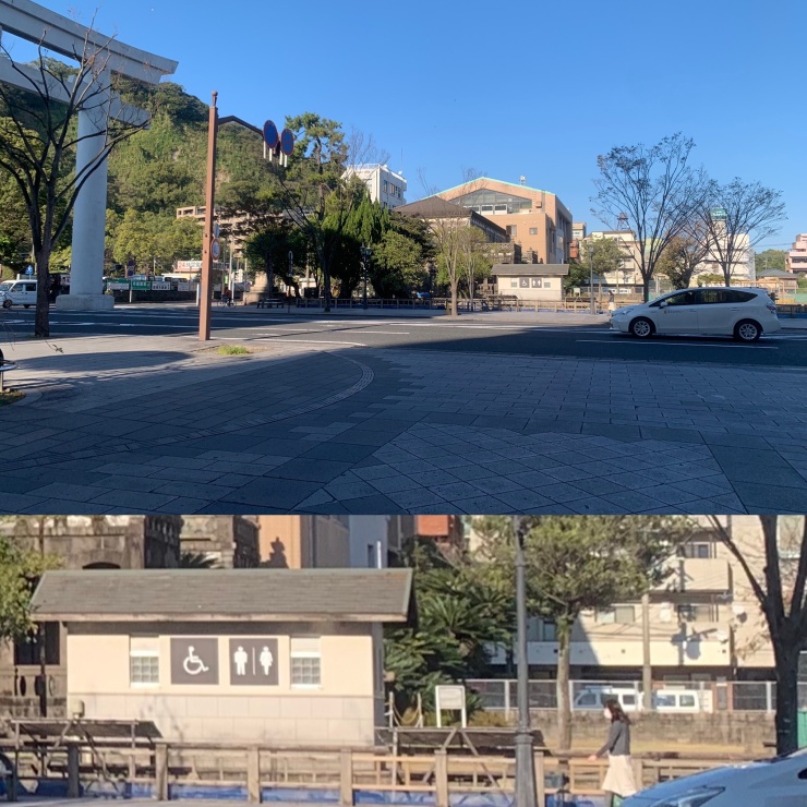 照国神社鳥居前、集合場所