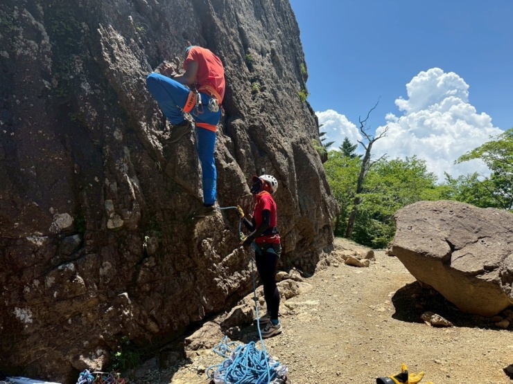 ビレイの練習風景