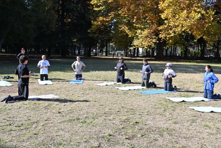 公園にてトレーニング指導