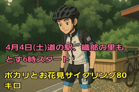 ポカリと薄墨桜&横蔵寺お花見サイクリング80キロ