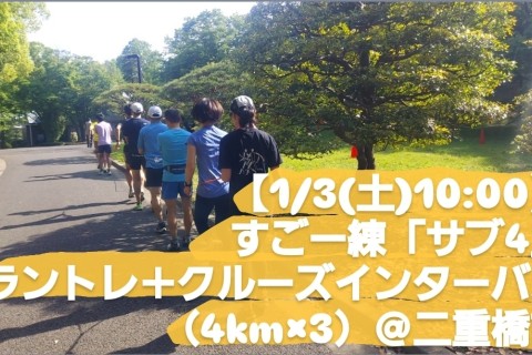 【1/3(土)10:00】すごー練「サブ4」ラントレ＋クルーズインターバル（4km×3）＠二重橋前