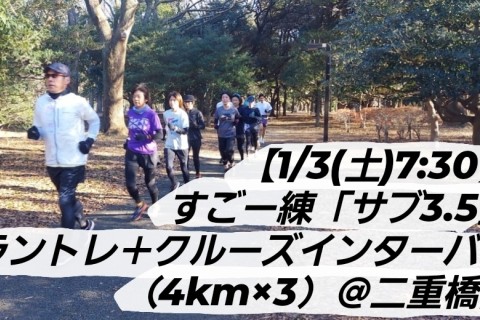 【1/3(土)7:30】すごー練「サブ3.5」ラントレ＋クルーズインターバル（4km×3）＠二重橋前