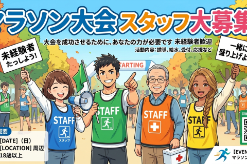 （アルバイト）走り方教室、マラソン大会開催に向けてのサポートメンバー募集！