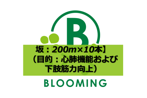 【1年間継続】マラソン目標達成練習会：【坂：200m×10本】（目的：心肺機能および下肢筋力向上）