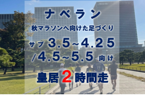 ナベラン｜秋マラソンへ向けた足づくり【サブ3.5～4.25/4.5～5.5向け】皇居2時間走