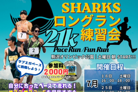 SHARKS ロングラン練習会 in 駒沢（ハーフ21km）