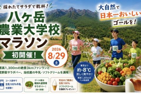 レース後は採れたてサラダで乾杯！「八ヶ岳農業大学校マラソン」