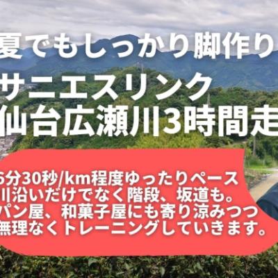 仙台広瀬川にてマラソン初心者向け脚づくり、3時間走！ サニエスリンクマラソン練習会