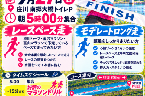 マラソン練習会　18km～30km【無料】