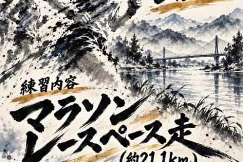 マラソンペース走(約21.1km)【給水あり】