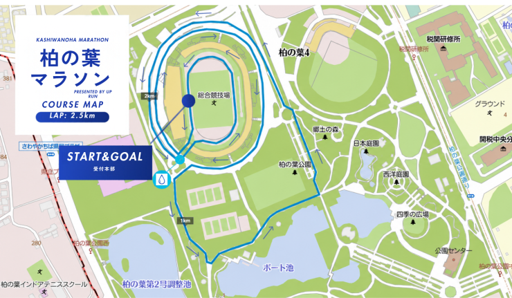 柏の葉マラソン コースマップ（1周2.5km）